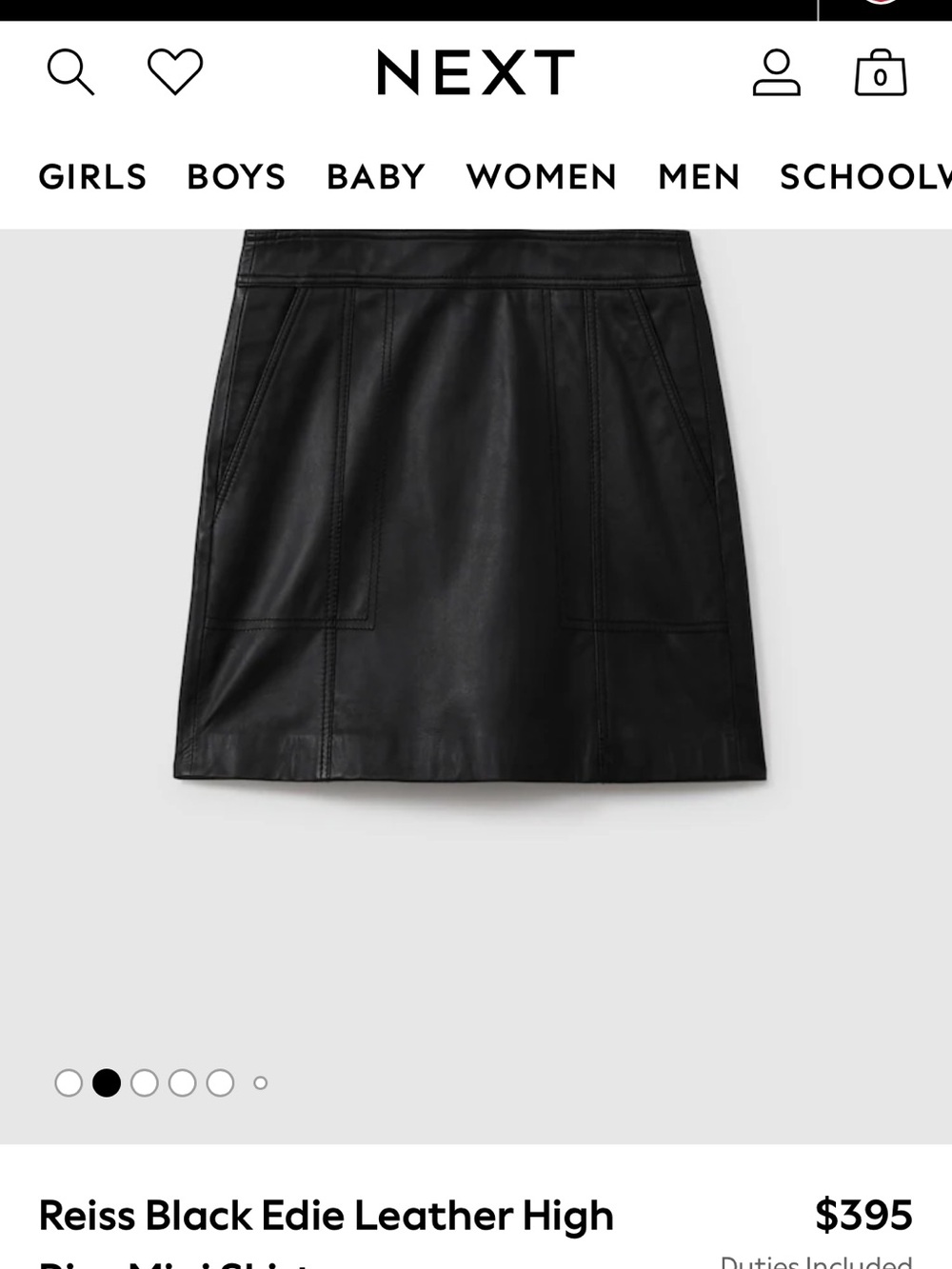 Reiss Edie Leather Mini Skirt - Picture 3 of 6